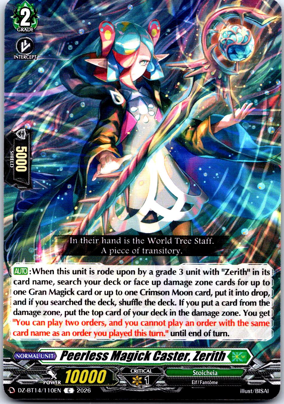 PEERLESS MAGICK CASTER, ZERITH DZ-BT14/110EN C CARDFIGHT!! VANGUARD MP