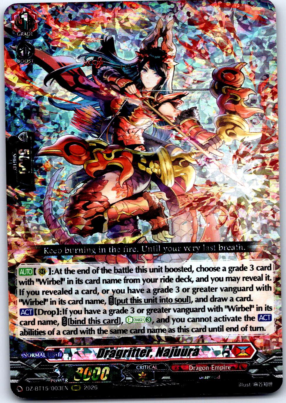 Cardfight Vanguard!! Dragritter, Najuura  DZ-BT15/003EN CARDFIGHT!! VANGUARD NM
