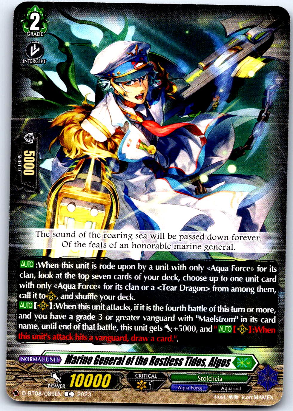 MARINE GENERAL OF THE RESTLESS TIDES, ALGOS D-BT08/089EN CARDFIGHT!! VANGUARD MP