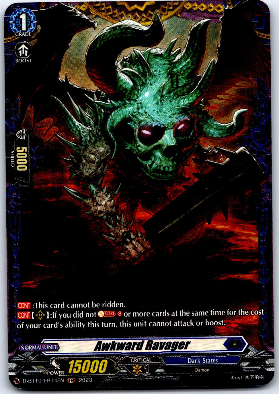 AWKWARD RAVAGER (FR) D-BT10/FR14EN FRAME RARE CARDFIGHT!! VANGUARD MP