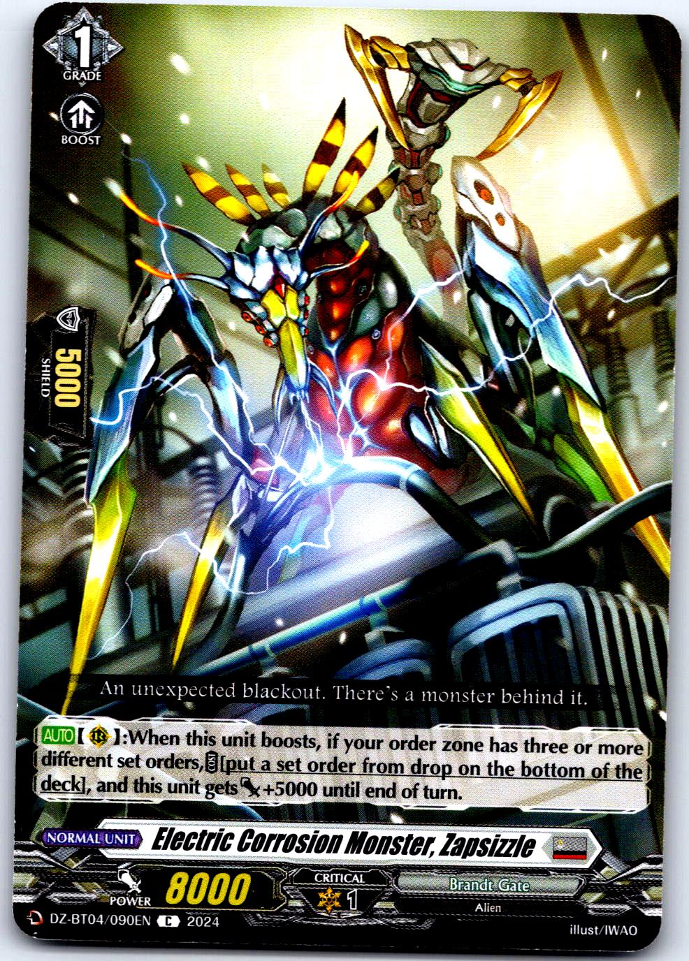 ELECTRIC CORROSION MONSTER, ZAPSIZZLE DZ-BT04/090EN C CARDFIGHT!! VANGUARD MP