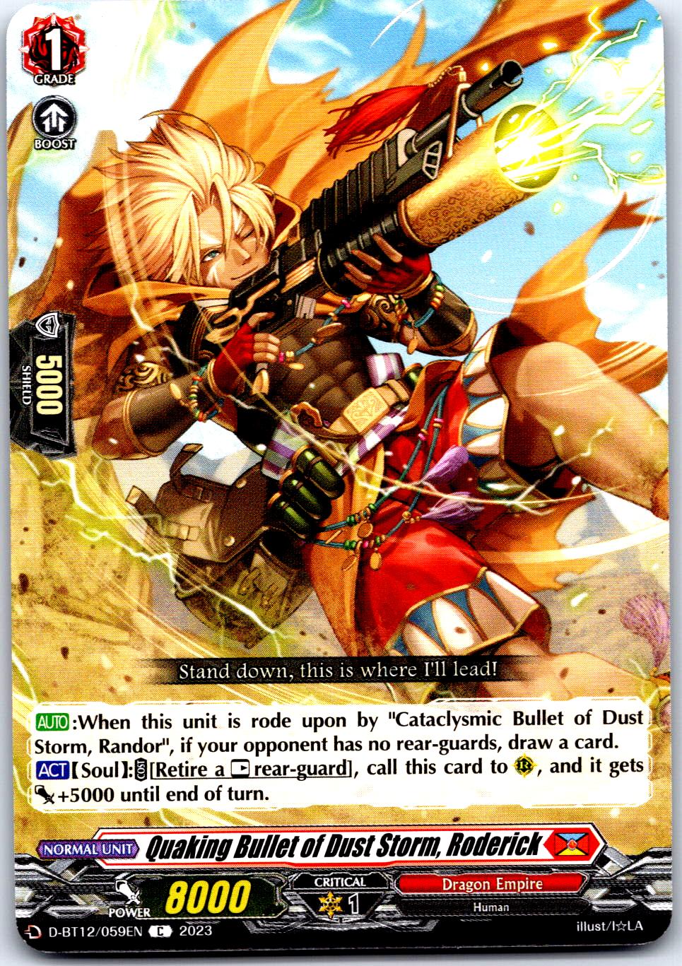 QUAKING BULLET OF DUST STORM, RODERICK D-BT12/059EN C CARDFIGHT!! VANGUARD MP