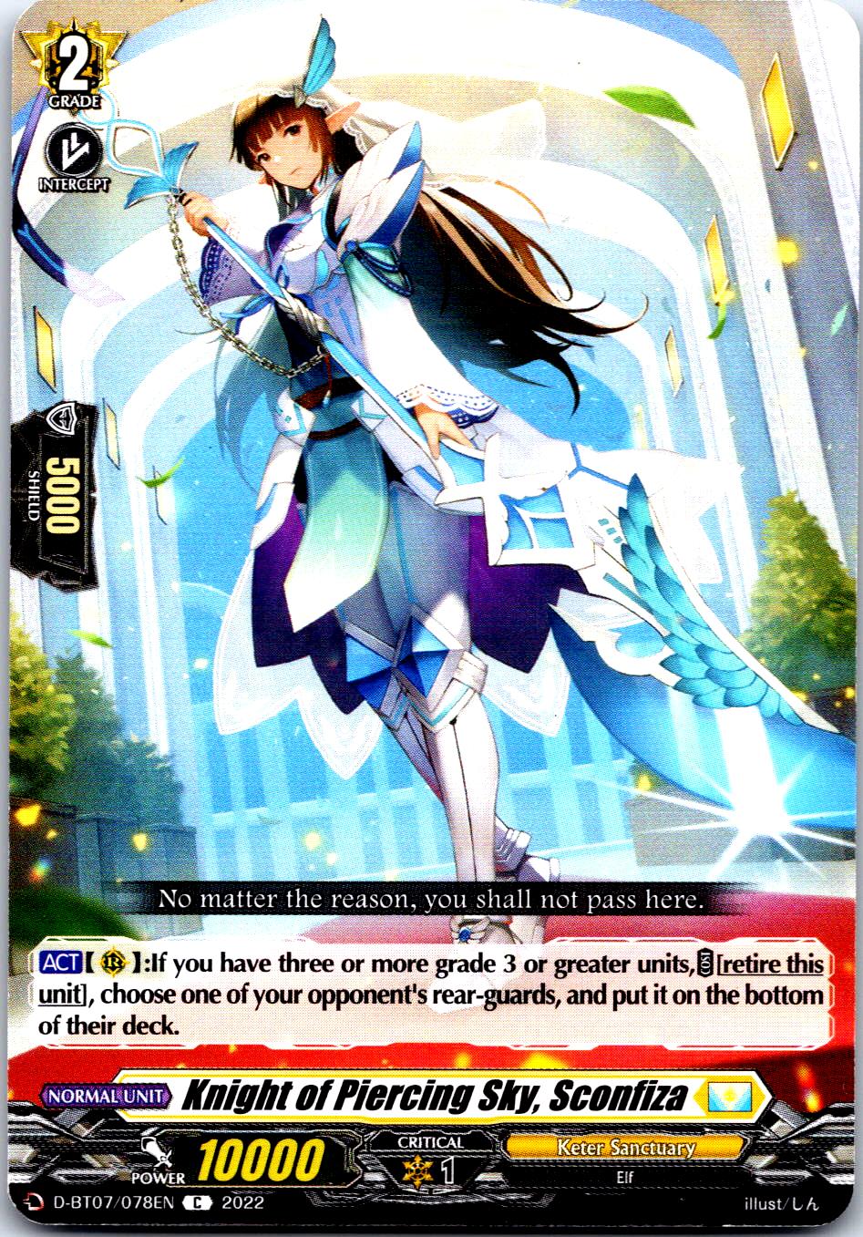 KNIGHT OF PIERCING SKY, SCONFIZA D-BT07/078EN C CARDFIGHT!! VANGUARD MP