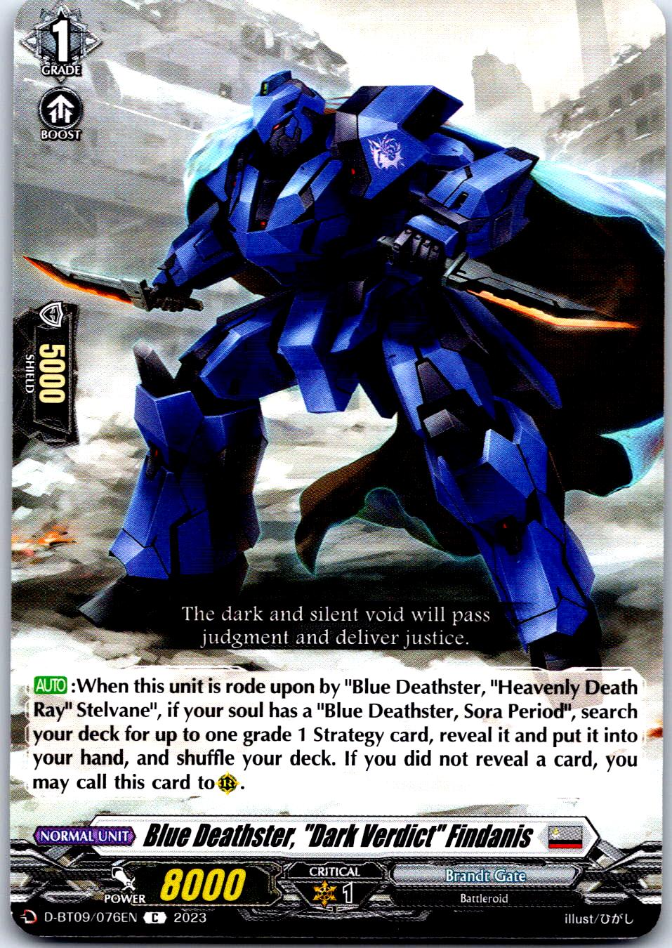 BLUE DEATHSTER, "DARK VERDICT" FINDANIS D-BT09/076EN C CARDFIGHT!! VANGUARD MP
