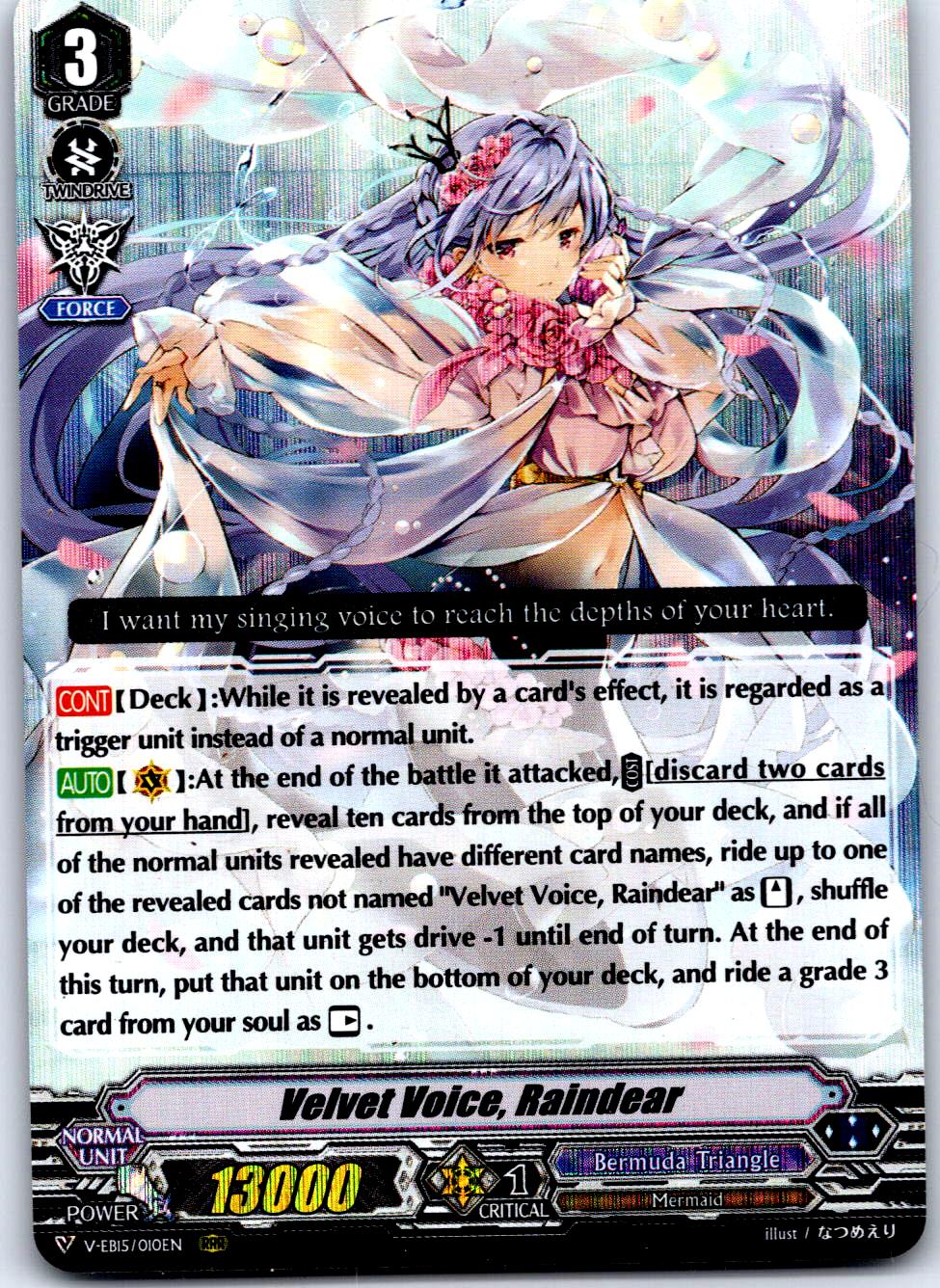 VELVET VOICE, RAINDEAR V-EB15/010EN TRIPLE RARE CARDFIGHT!! VANGUARD MP