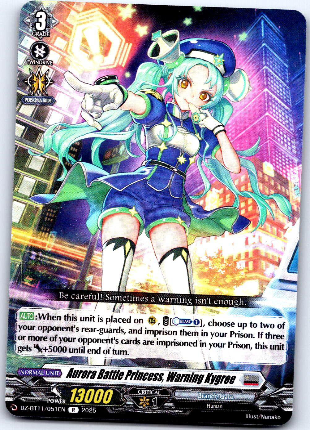 AURORA BATTLE PRINCESS, WARNING KYGREE DZ-BT11/051EN R CARDFIGHT!! VANGUARD LP