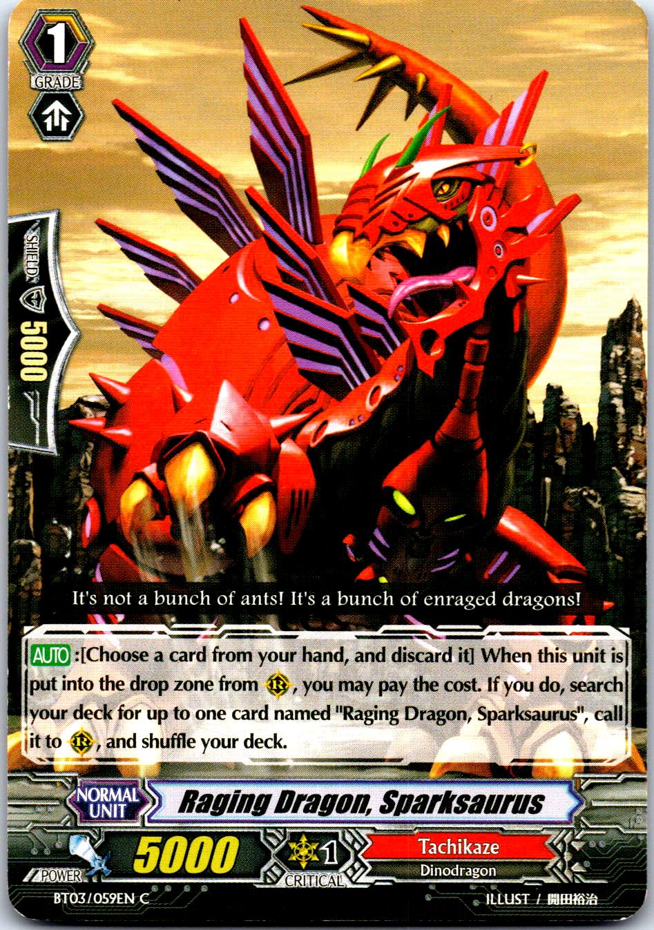 RAGING DRAGON, SPARKSAURUS BT03/059EN C CARDFIGHT!! VANGUARD MP