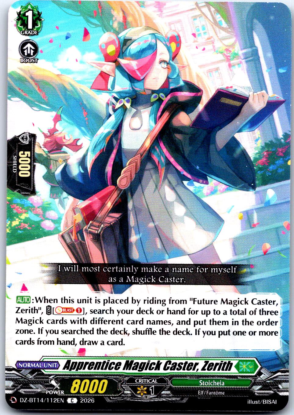 APPRENTICE MAGICK CASTER, ZERITH DZ-BT14/112EN C CARDFIGHT!! VANGUARD LP