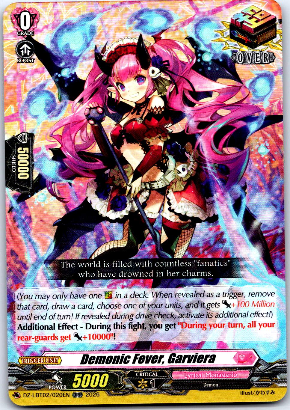 DEMONIC FEVER, GARVIERA DZ-LBT02/020EN OVER DOUBLE RARE CARDFIGHT!! VANGUARD LP