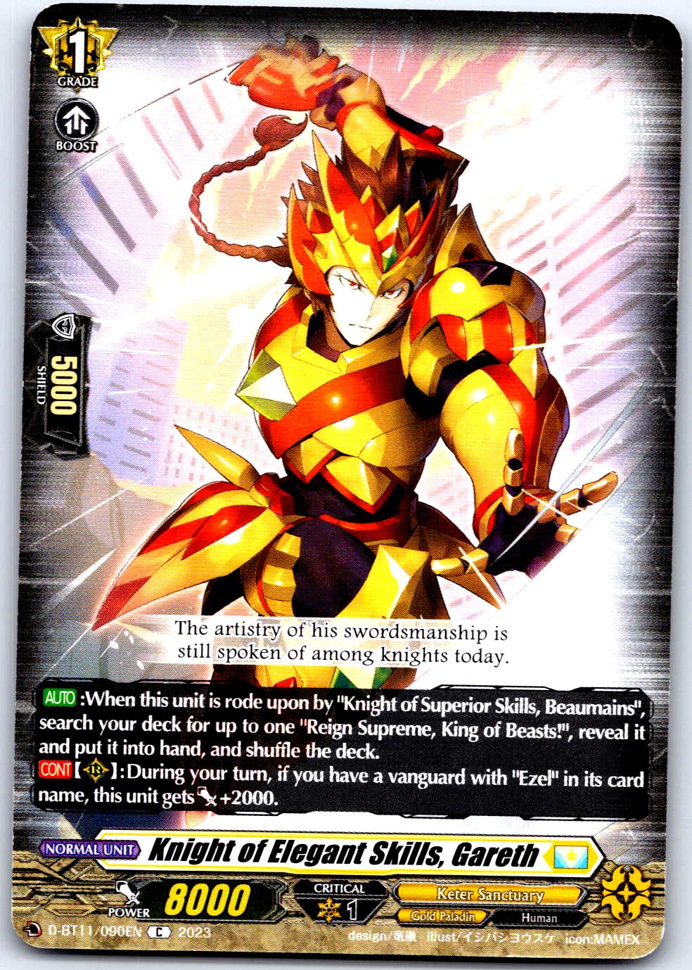 KNIGHT OF ELEGANT SKILLS, GARETH D-BT11/090EN C CARDFIGHT!! VANGUARD MP