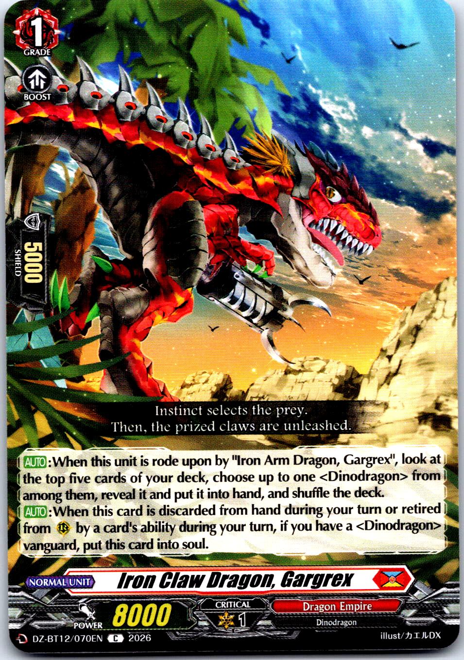 IRON CLAW DRAGON, GARGREX DZ-BT12/070EN C CARDFIGHT!! VANGUARD MP