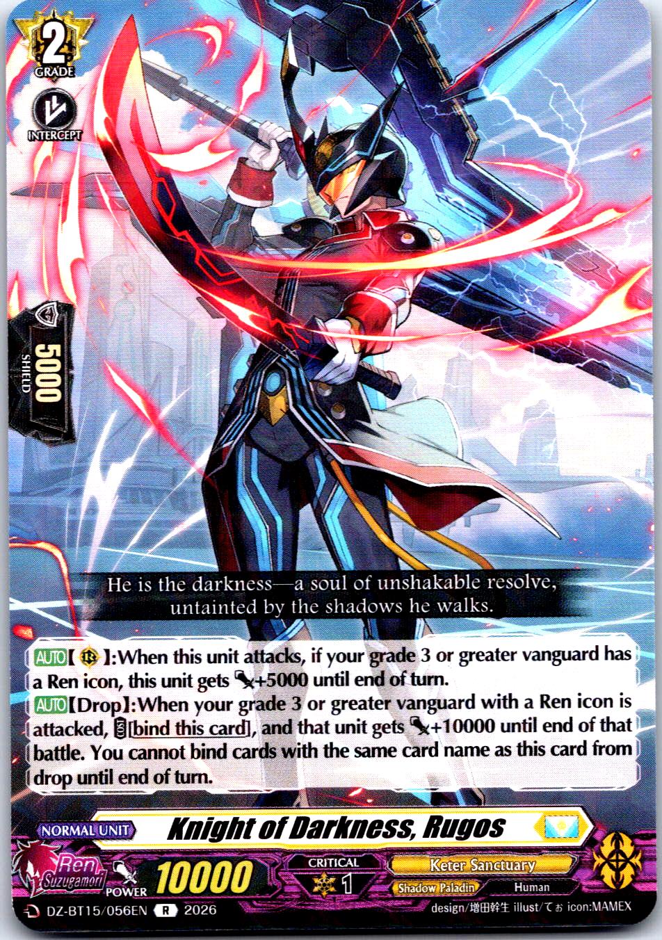 KNIGHT OF DARKNESS, RUGOS DZ-BT15/056EN R CARDFIGHT!! VANGUARD LP