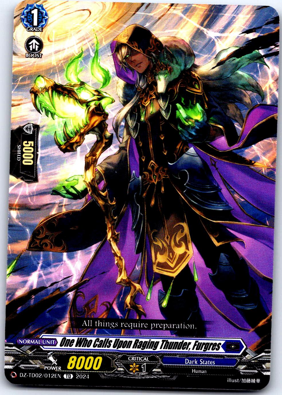 ONE WHO CALLS UPON RAGING THUNDER, FURGRES DZ-TD02/012EN CARDFIGHT!! VANGUARD MP