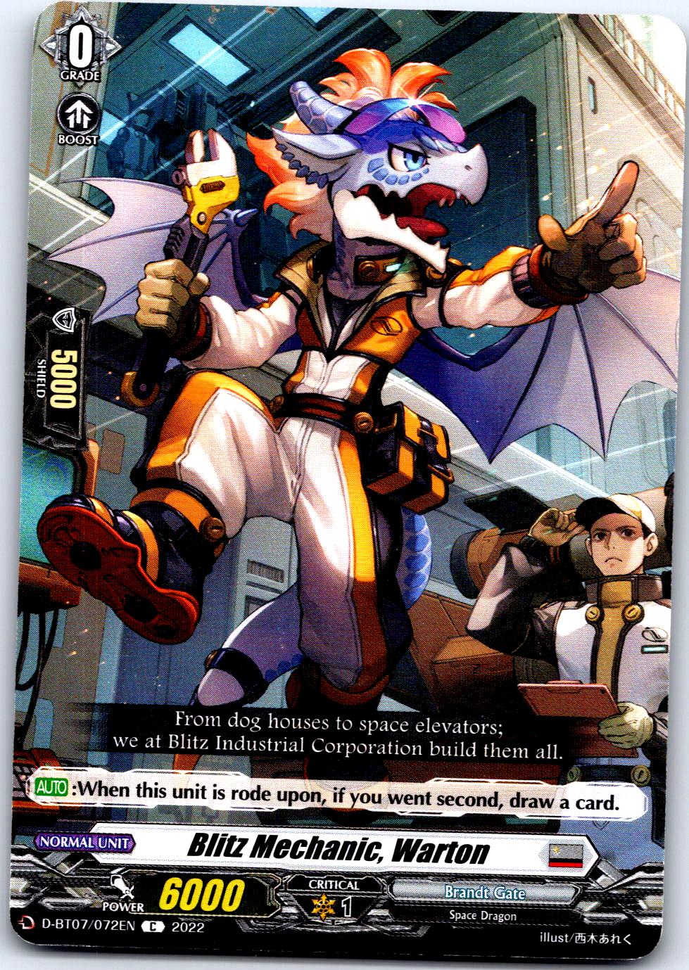 BLITZ MECHANIC, WARTON D-BT07/072EN C CARDFIGHT!! VANGUARD MP