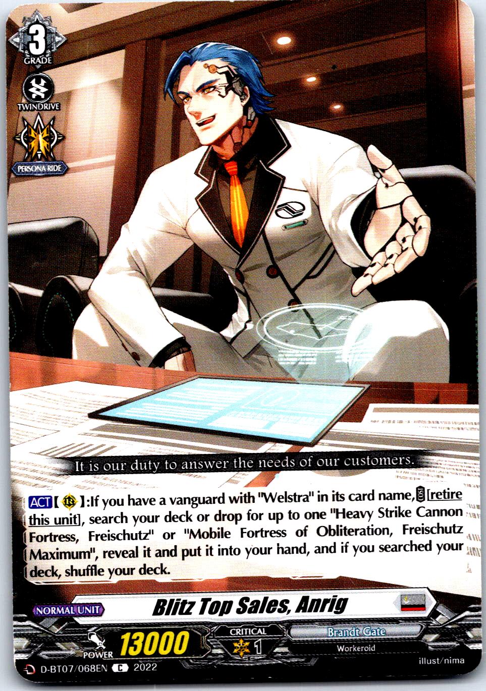 BLITZ TOP SALES, ANRIG D-BT07/068EN C CARDFIGHT!! VANGUARD MP