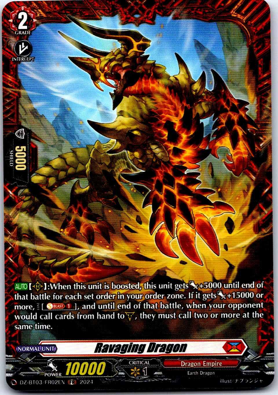RAVAGING DRAGON (FR) DZ-BT03/FR02EN FRAME RARE CARDFIGHT!! VANGUARD MP