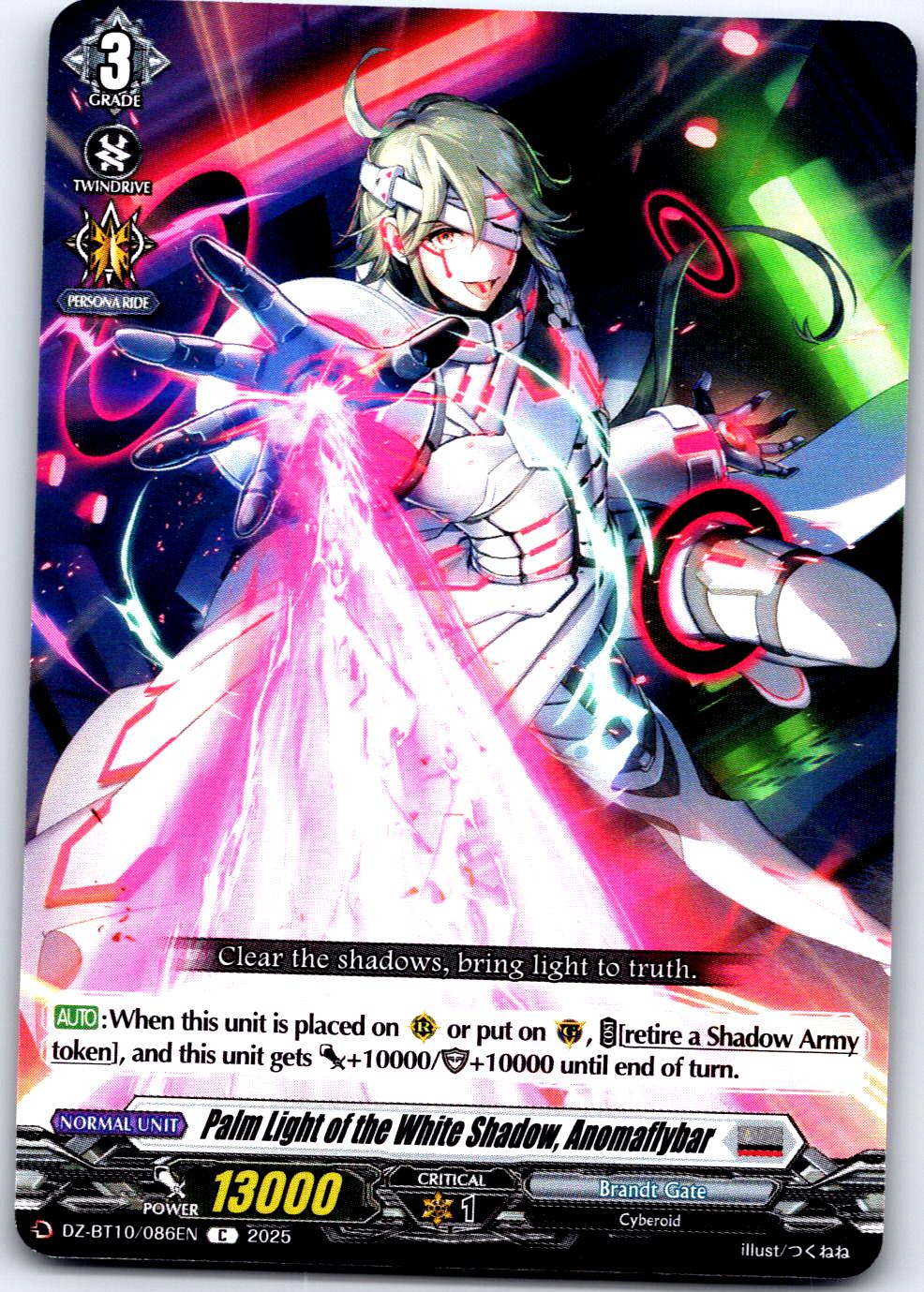 PALM LIGHT OF THE WHITE SHADOW, ANOMAFLYBAR DZ-BT10/086EN CARDFIGHT! VANGUARD MP