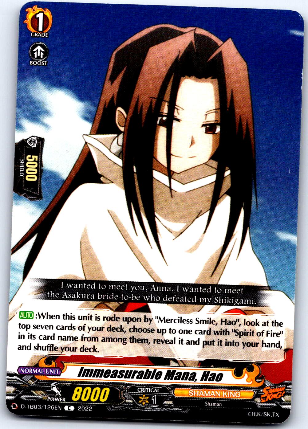 IMMEASURABLE MANA, HAO D-TB03/126EN C CARDFIGHT!! VANGUARD MP