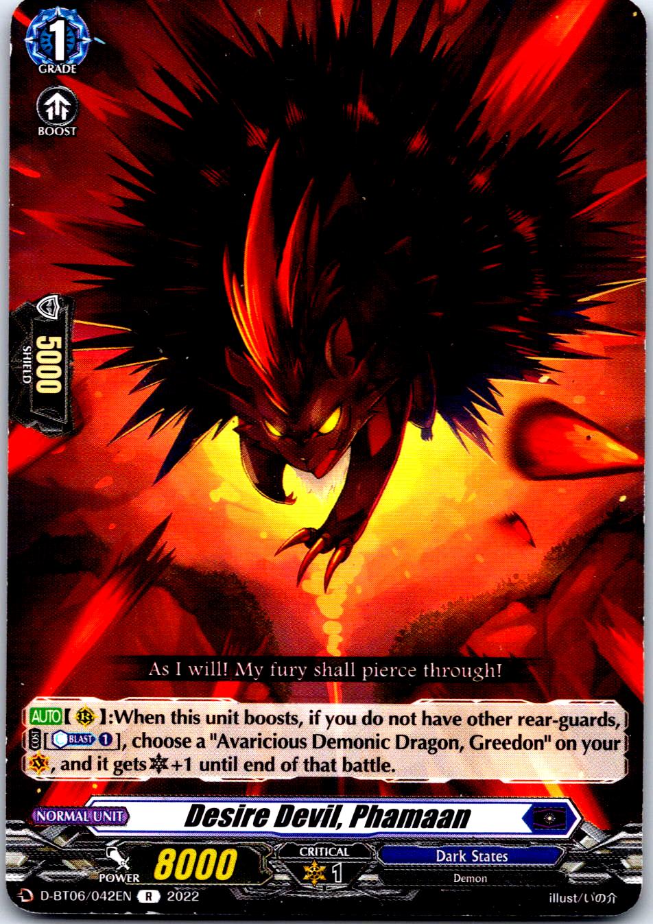 DESIRE DEVIL, PHAMAAN D-BT06/042EN R CARDFIGHT!! VANGUARD HP