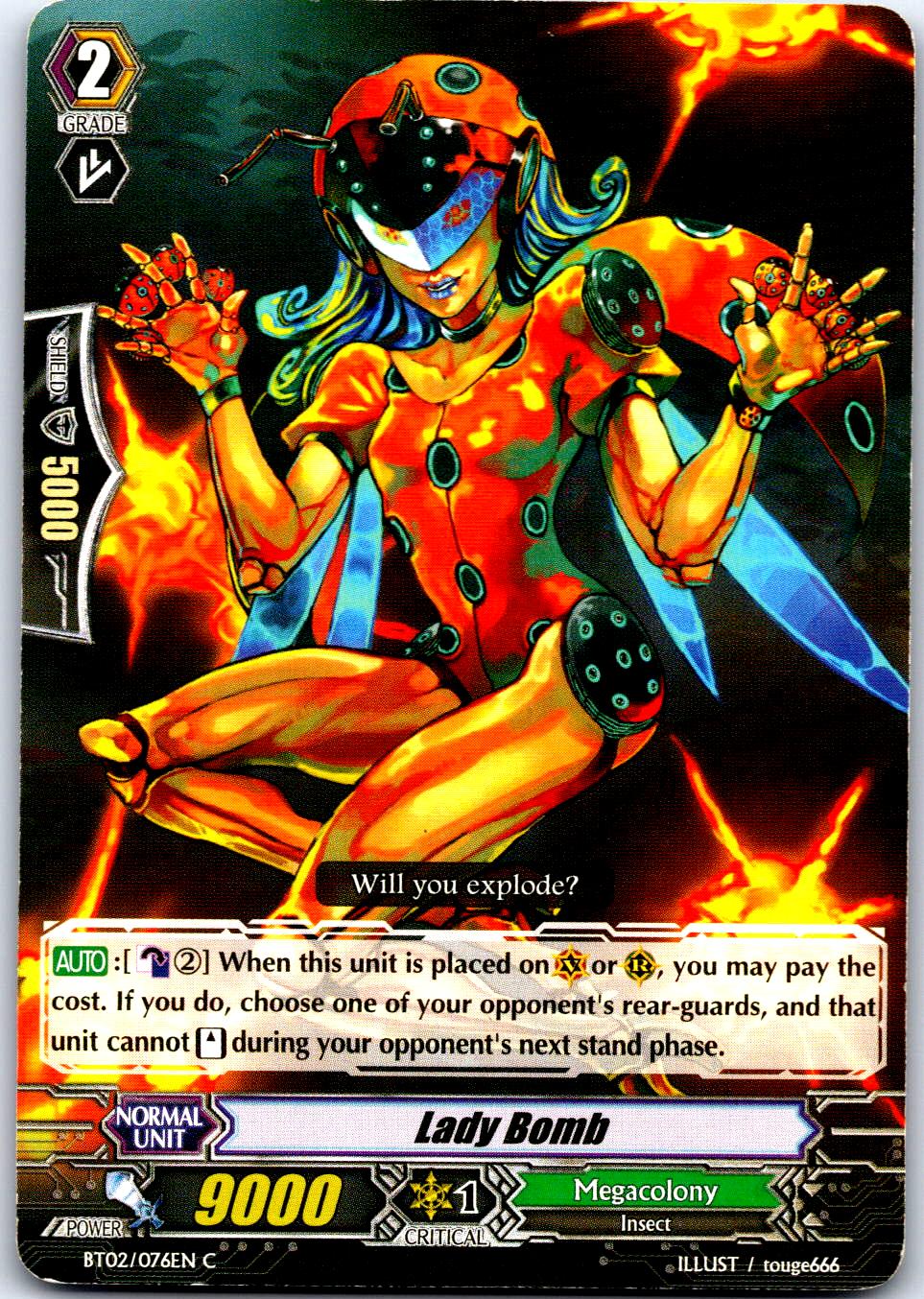 LADY BOMB BT02/076EN C CARDFIGHT!! VANGUARD HP