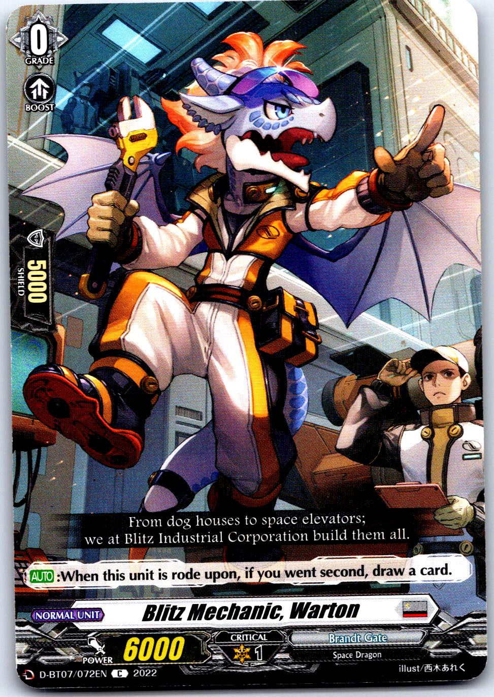 BLITZ MECHANIC, WARTON D-BT07/072EN C CARDFIGHT!! VANGUARD MP